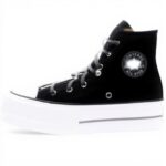 Converse Hi Platform Sneaker Damen Canvas Schwarz Weiß