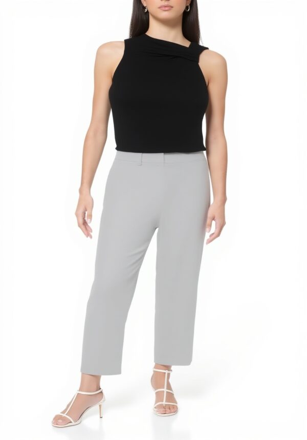 DKNY Damen Plissee Leinen Hose High Waist Weit